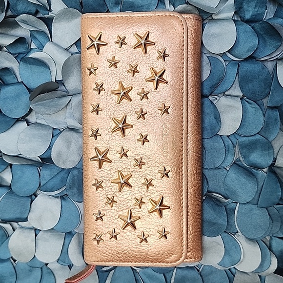Jimmy Choo Star Studded Metallic Long Wallet in Rose Gold EUC - Picture 2 of 16